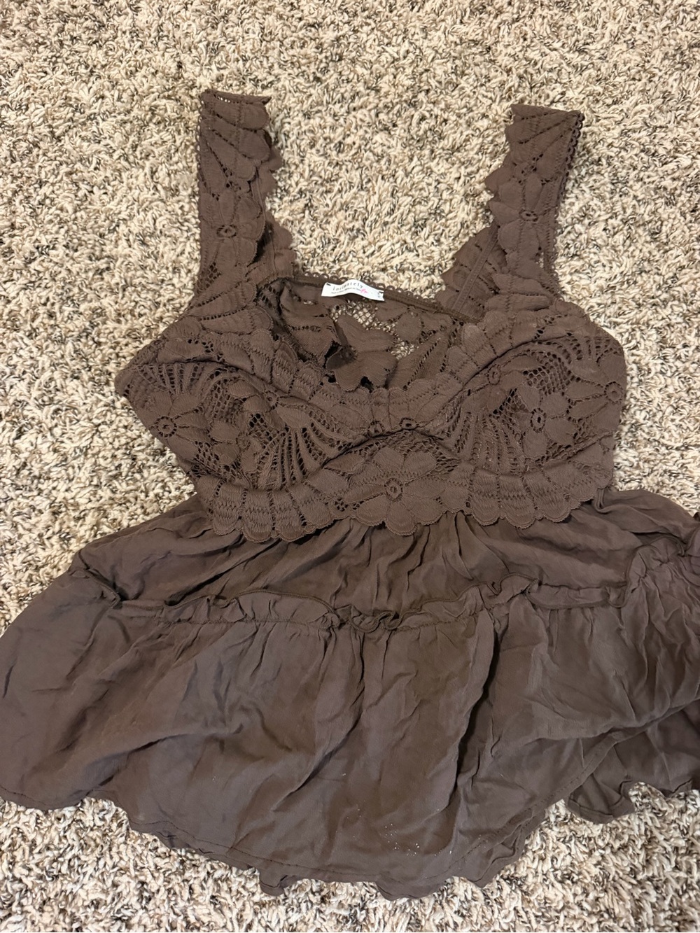 Free People Brown Crochet Bustier Camisole